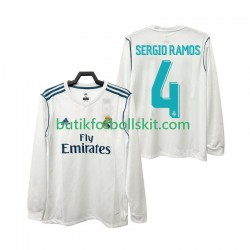 Real Madrid SERGIO RAMOS 4 2017 2018 Retro Män Hemma Matchtröja Långärmad