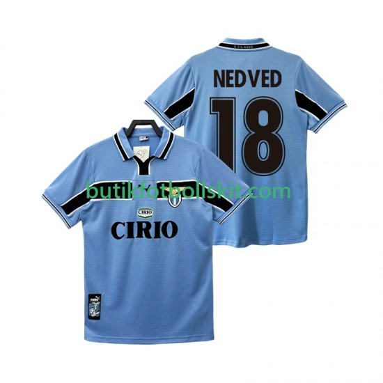 SS Lazio NEDVED 18 Retro Män Hemma Matchtröja 1999 1998 Kortärmad