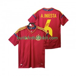 Spanien Andres Iniesta 6 2012 Retro Män Hemma Matchtröja Kortärmad