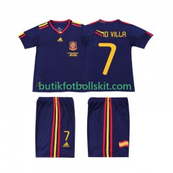 Spanien DAVID VILLA 7 Retro Barn Borta Matchtröja 2010 Kortärmad