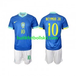 Brasilien Neymar JR 10 Barn Borta Matchtröja 2024 Kortärmad