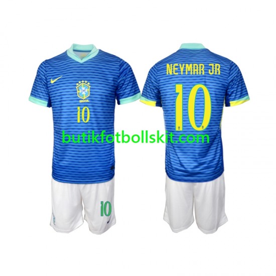 Brasilien Neymar JR 10 Barn Borta Matchtröja 2024 Kortärmad