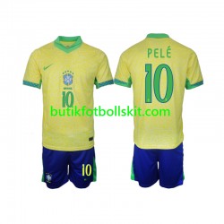 Brasilien PELE 10 Barn Hemma Matchtröja 2024 Kortärmad