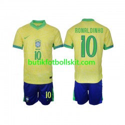 Brasilien Ronaldinho 10 Barn Hemma Matchtröja 2024 Kortärmad