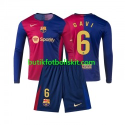 FC Barcelona Gavi 6 Barn Hemma Matchtröja 2024/25 Långärmad