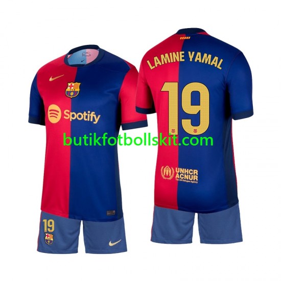 FC Barcelona Lamine Yamal 19 Barn Hemma Matchtröja 2024/25 Kortärmad