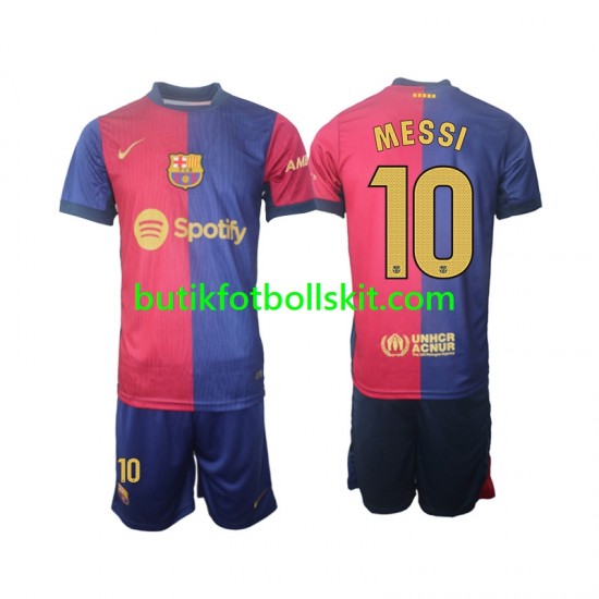 FC Barcelona Lionel Messi 10 Barn Hemma Matchtröja 2024/25 Kortärmad
