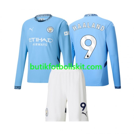 Manchester City Erling Haaland 9 Barn Hemma Matchtröja 2024/25 Långärmad