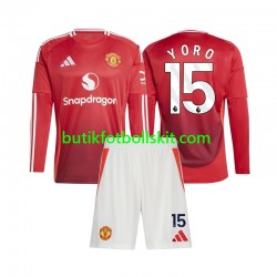 Manchester United Leny Yoro 15 Barn Hemma Matchtröja 2024/25 Långärmad
