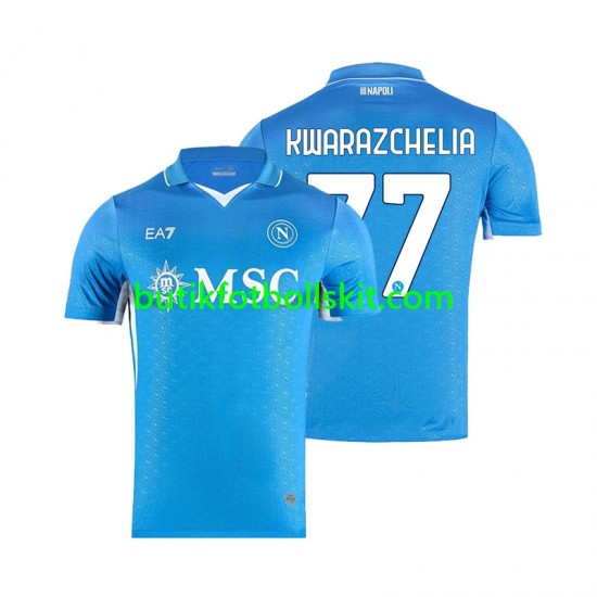 SSC Napoli Khvicha Kvaratskhelia 77 Män Hemma Matchtröja 2024/25 Kortärmad