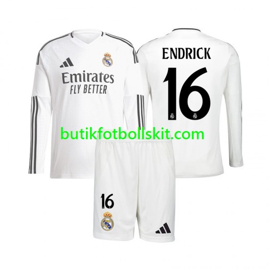 Real Madrid Endrick 16 Barn Hemma Matchtröja 2024/25 Långärmad