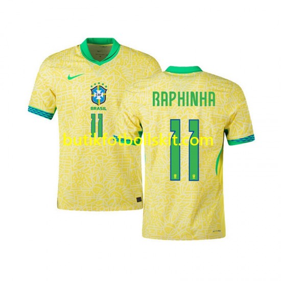 Brasilien RAPHINHA 11 Män Hemma Matchtröja 2024 Kortärmad