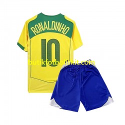 Brasilien Ronaldiho 10 Retro Barn Hemma Matchtröja 2004 Kortärmad