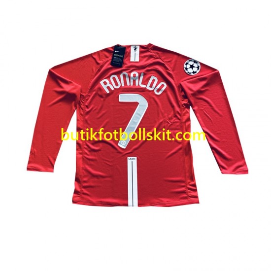 Manchester United Cristiano Ronaldo 7 Champion League 2007 Retro Män Hemma Matchtröja Långärmad
