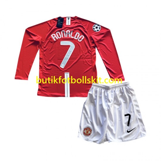 Manchester United Cristiano Ronaldo 7 Champion League 2007 Retro Barn Hemma Matchtröja Långärmad