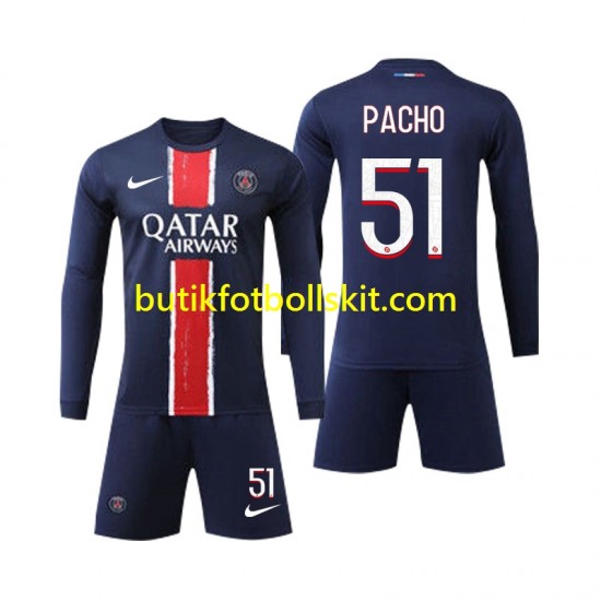 Paris Saint-Germain Pacho 51 Barn Hemma Matchtröja 2024/25 Långärmad