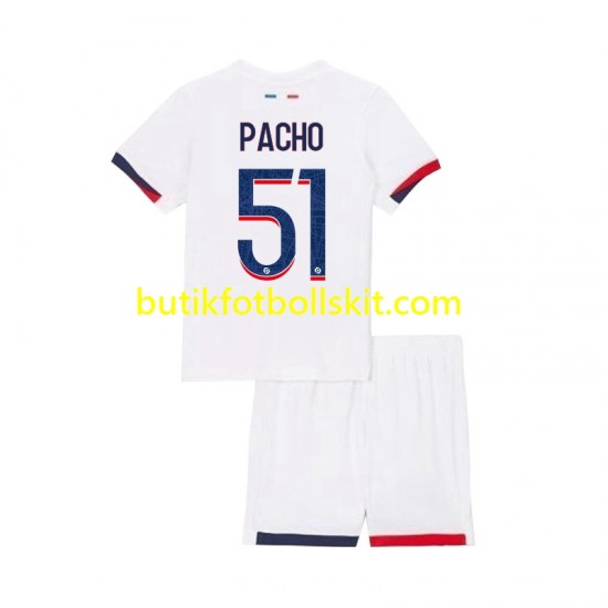 Paris Saint-Germain Willian Pacho 51 Barn Borta Matchtröja 2024/25 Kortärmad