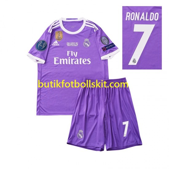 Real Madrid Cristiano Ronaldo 7 2016 Retro Barn Borta Matchtröja Kortärmad