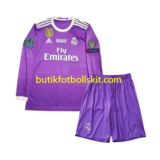 Real Madrid 2016 Retro Barn Borta Matchtröja Långärmad