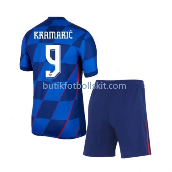 Kroatien Andrej Kramaric 9 Barn Borta Matchtröja Euro 2024 Kortärmad