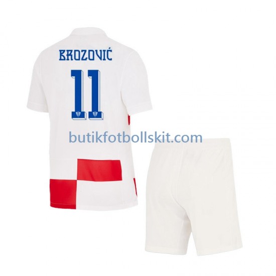 Kroatien Marcelo Brozovic 11 Barn Hemma Matchtröja Euro 2024 Kortärmad