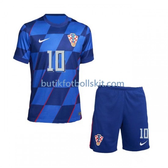 Kroatien Modrić 10 Barn Borta Matchtröja Euro 2024 Kortärmad