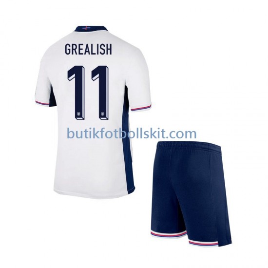 England Jack Grealish Barn Hemma Matchtröja Euro 2024 Kortärmad