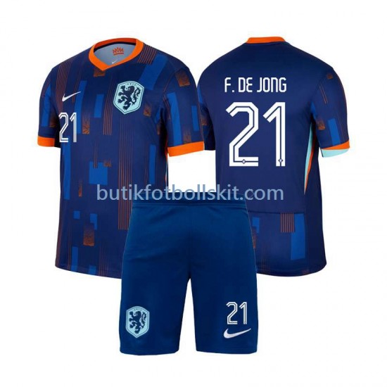 Nederländerna Frenkie de Jong 21 Barn Borta Matchtröja Euro 2024 Kortärmad