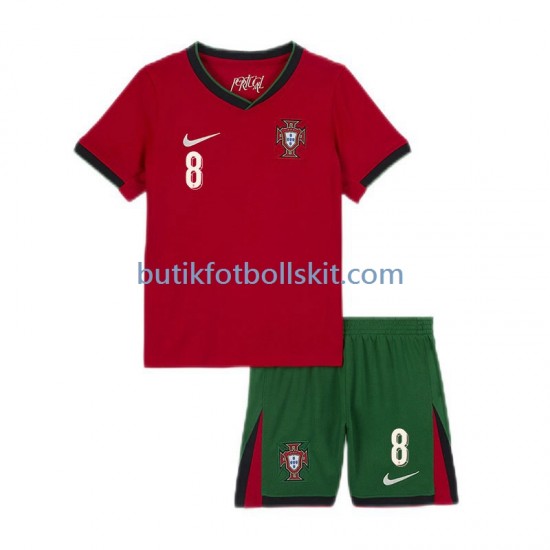 Portugal Bruno Fernandes 8 Barn Hemma Matchtröja Euro 2024 Kortärmad