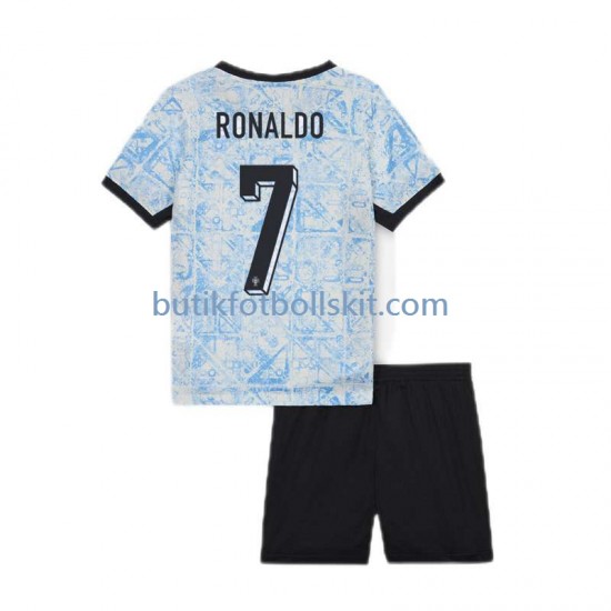 Portugal Cristiano Ronaldo 7 Barn Borta Matchtröja Euro 2024 Kortärmad