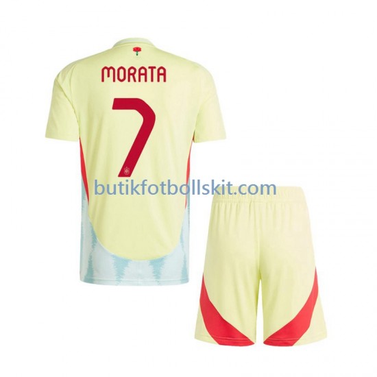 Spanien Alvaro Morata 7 Barn Borta Matchtröja Euro 2024 Kortärmad