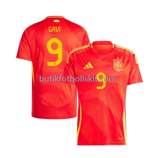 Spanien Gavi 9 Män Hemma Matchtröja Euro 2024 Kortärmad