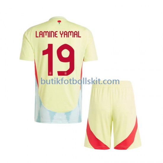 Spanien Lamine Yamal 19 Barn Borta Matchtröja Euro 2024 Kortärmad