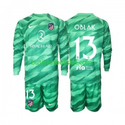 Atlético Madrid Jan Oblak 13 Green color Målvakt Barn Borta Matchtröja 2023/24 Långärmad