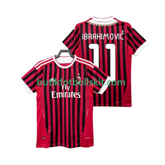 AC Milan Ibrahimović Zlatan 11 2012 Retro Män Hemma Matchtröja 2011 Kortärmad