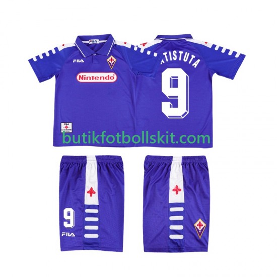 Fiorentina BATISTUTA 9 Retro Barn Hemma Matchtröja 1999 1998 Kortärmad