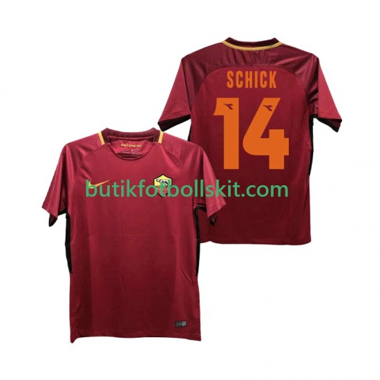 AS Roma SCHICK 14 2017-2018 Retro Män Hemma Matchtröja Kortärmad
