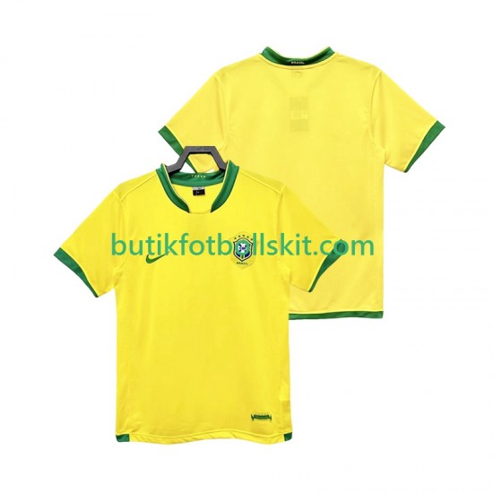 Brasilien Retro Män Hemma Matchtröja 2006 Kortärmad
