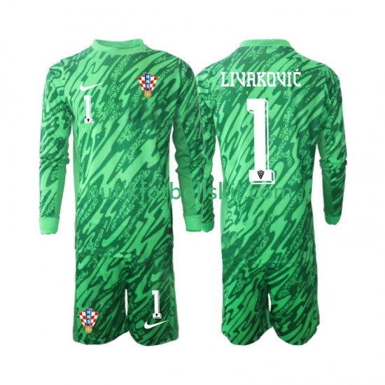 Kroatien DOMINIK LIVAKOVIC 1 Målvakt Barn Borta Matchtröja 2024 Långärmad