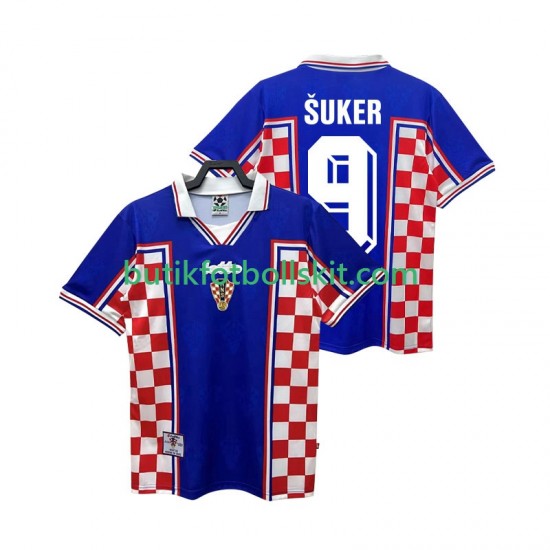 Kroatien SUKER 9 Retro Män Borta Matchtröja 1998 Kortärmad