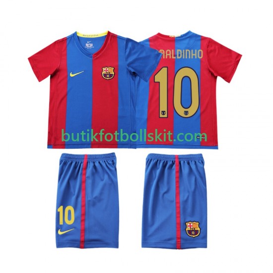 FC Barcelona RONALDINHO 10 2007 Retro Barn Hemma Matchtröja 2006 Kortärmad