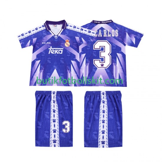Real Madrid R CARLOS 3 1996-1997 Retro Barn Borta Matchtröja Kortärmad