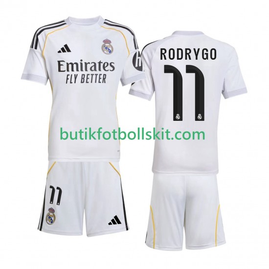 Real Madrid Rodrygo 11 Barn Hemma Matchtröja 2025/26 Kortärmad