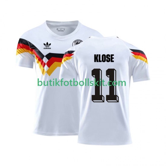 Tyskland Klose 11 1990 Retro Män Hemma Matchtröja Kortärmad