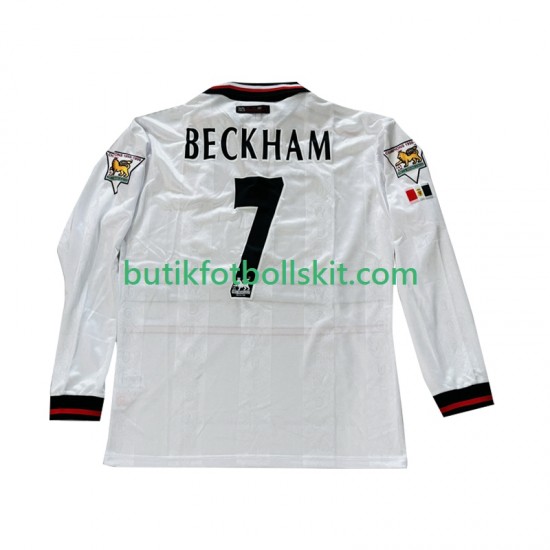 Manchester United Beckham 7 Retro Män Borta Matchtröja 1999 1998 Långärmad