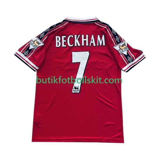 Manchester United Beckham 7 Retro Män Hemma Matchtröja 1999 1998 Kortärmad