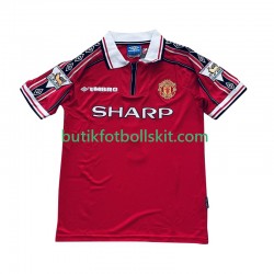 Manchester United Beckham 7 Retro Män Hemma Matchtröja 1999 1998 Kortärmad