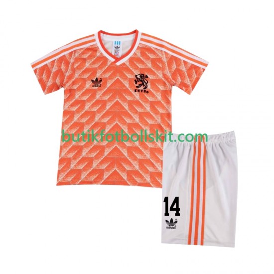 Nederländerna Cruyff 14 1988 Retro Barn Hemma Matchtröja Kortärmad