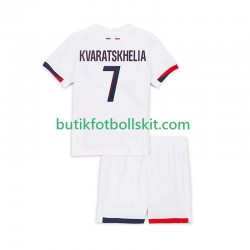 Paris Saint-Germain Khvicha Kvaratskhelia 7 Barn Borta Matchtröja 2024/25 Kortärmad