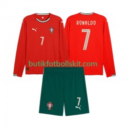 Portugal Crstiano Roanldo 7 Barn Hemma Matchtröja 2025 Långärmad